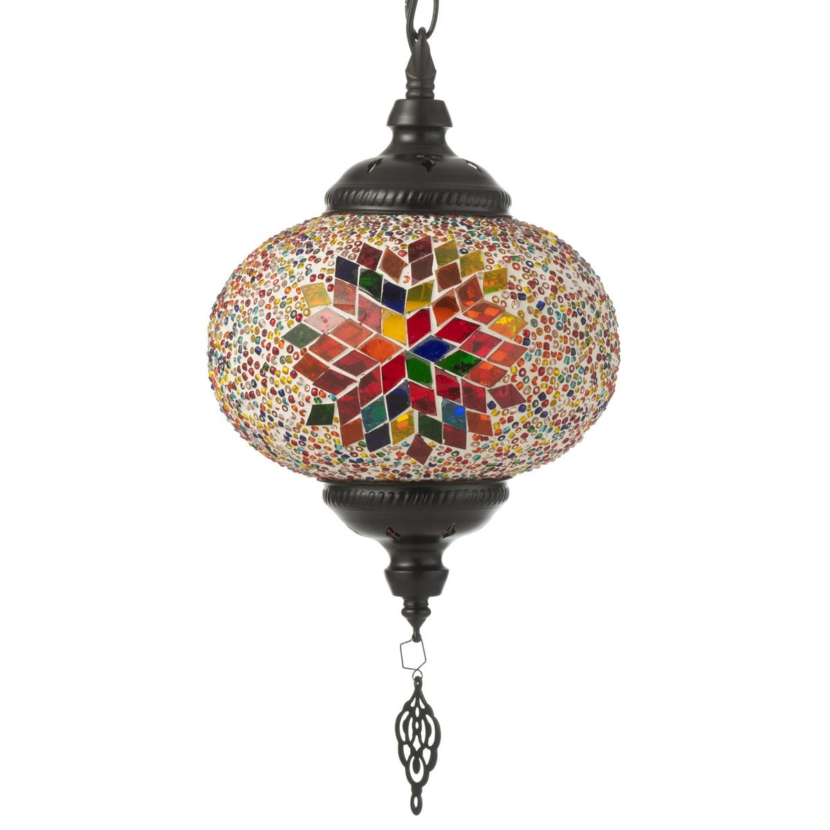 Détail des mosaïques en verre de la lampe suspendue J-Line