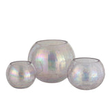 Vue latérale de la lanterne J-Line Ball Pearl Effect en verre violet