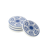 Dessous de verre J-Line fleurs - bois - bleu/blanc - lot de 4