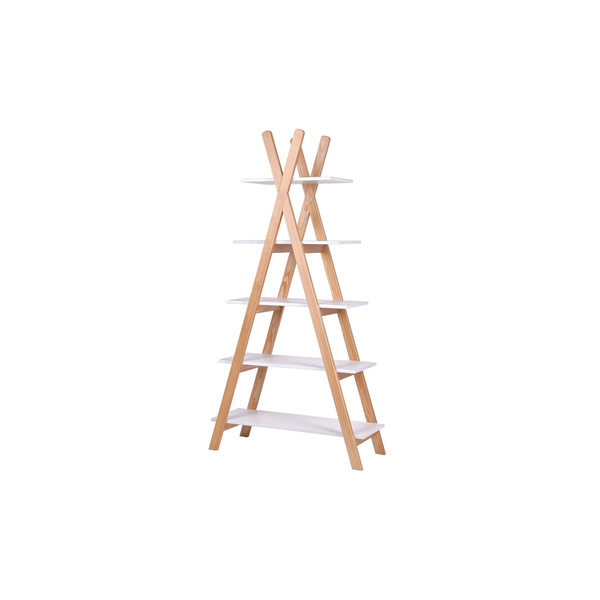 Étagère tipi utilisée comme séparateur de pièce dans un salon moderne