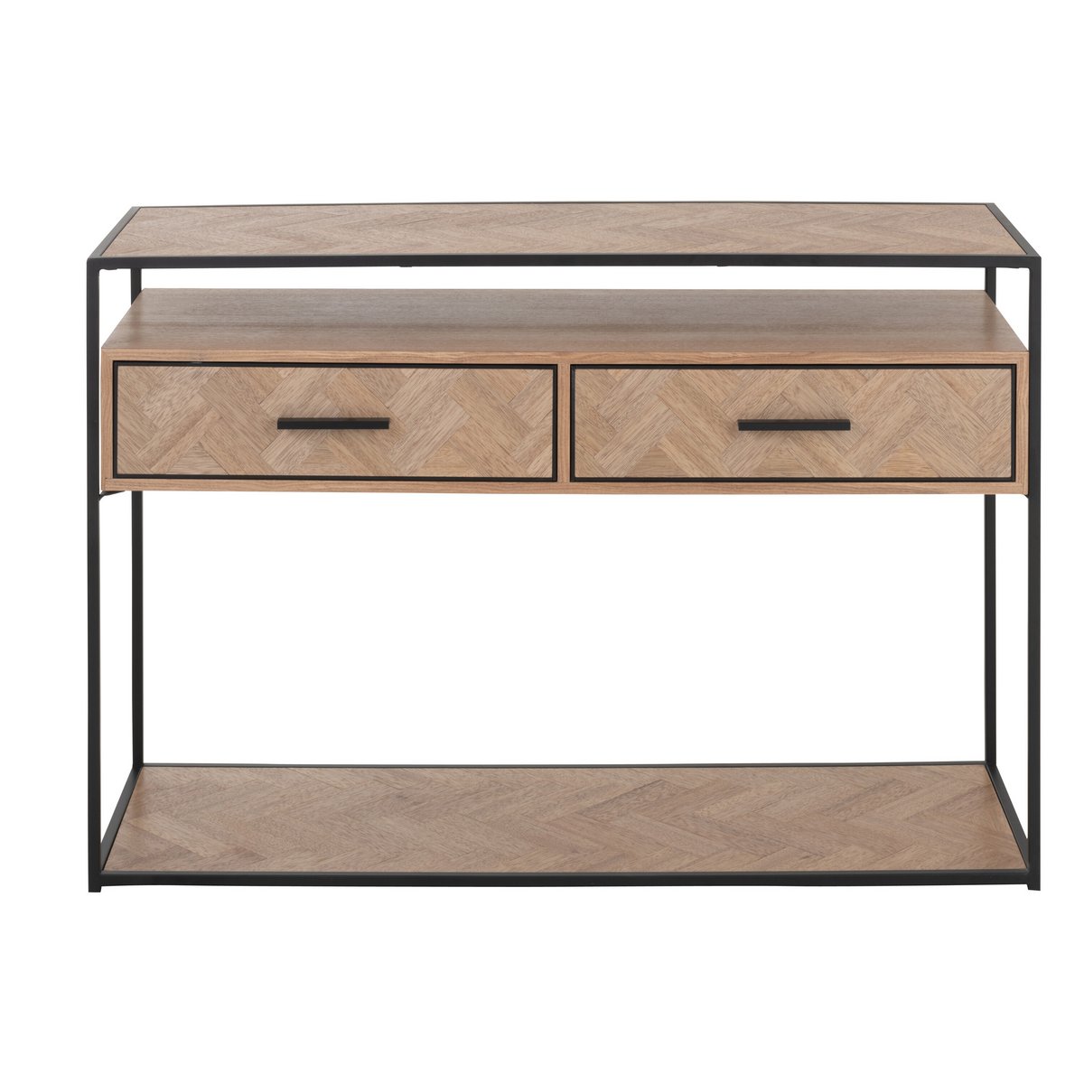 Détail du tiroir en bois de la console J-Line Zigzag