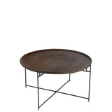 Table basse ronde J-Line en bois et métal, vue de face