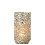 Lanterne J-Line Glitter en verre argenté, vue de face