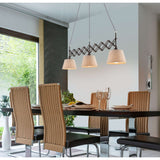 Le suspension de cisaillement "Adrienne", largeur extensible de 52-100 cm, en métal brun avec parasols textiles de couleur naturelle, versions E27, éclairage pour le salon, la salle à manger ou le bureau