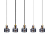 5 pendentif pendentif "Foro" Retro Pendant lampe en métal en noir et or avec des versions E27, 96 cm de long. Éclairage élégant pour le salon, la salle à manger ou la cuisine.