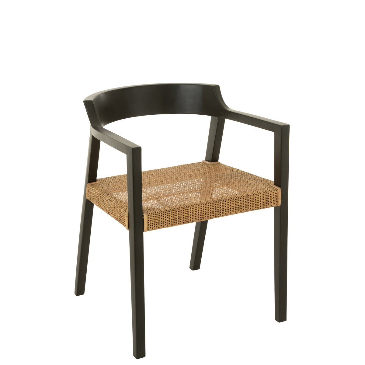 Chaise Emma en teck noir et marron de face