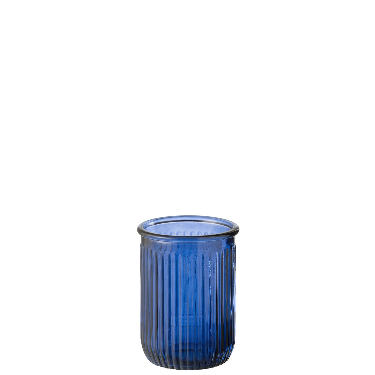 Détail du vase Stripe J-line, verre bleu, design raffiné
