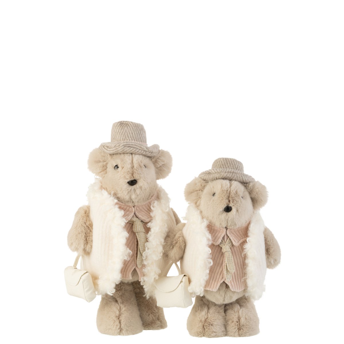 Détail de la figurine ours beige J-Line, design chic et moderne.