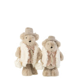 Détail de la figurine ours beige J-Line, design chic et moderne.