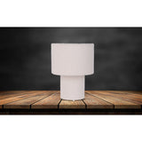 Lampe de table "duveteuse" avec des lames de texte et du pied en blanc, E27, env. 31 cm de haut