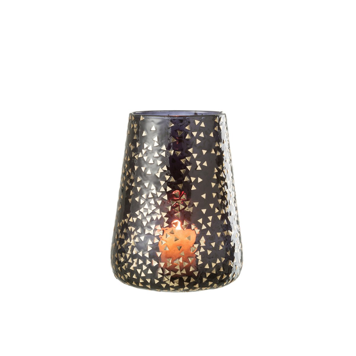Lanterne J-Line Triangle en verre noir et or, vue de face