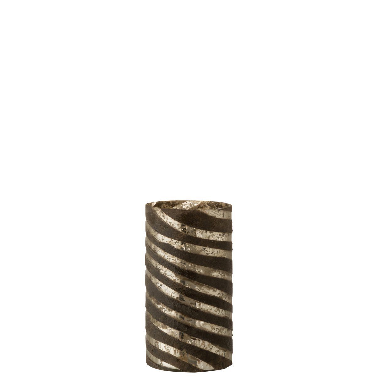 Vase J-Stripes Round en verre argenté - vue latérale