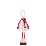 Figurine J-Line Cerf en fourrure, polyrésine blanche et rouge, design moderne