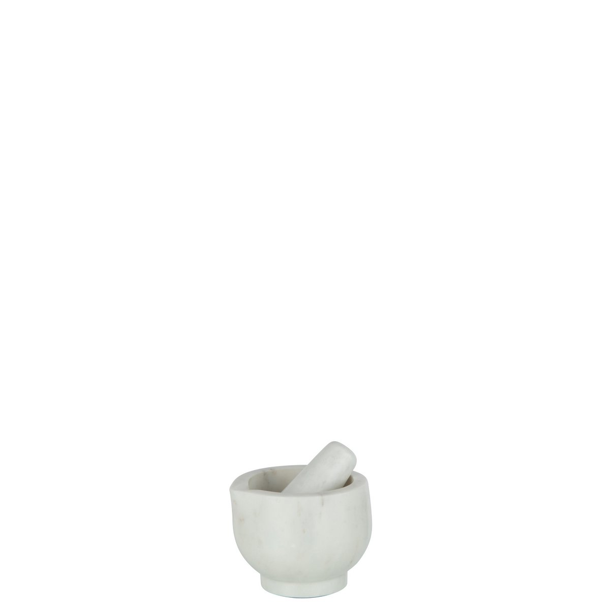 Mortier J-Line en marbre blanc avec pilon, élégant et fonctionnel.