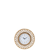 Vue latérale de l'horloge J-Line Klok Wonder, montrant la finesse du design rotin.