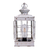 Décoration LED lanterne de lumière solaire 31,5 cm de haut, blanc antique, en métal et plastique, LED intégré, pour l'extérieur