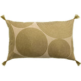 Coussin brodé Tito Naturel 40x65 avec motif spirale et pompons