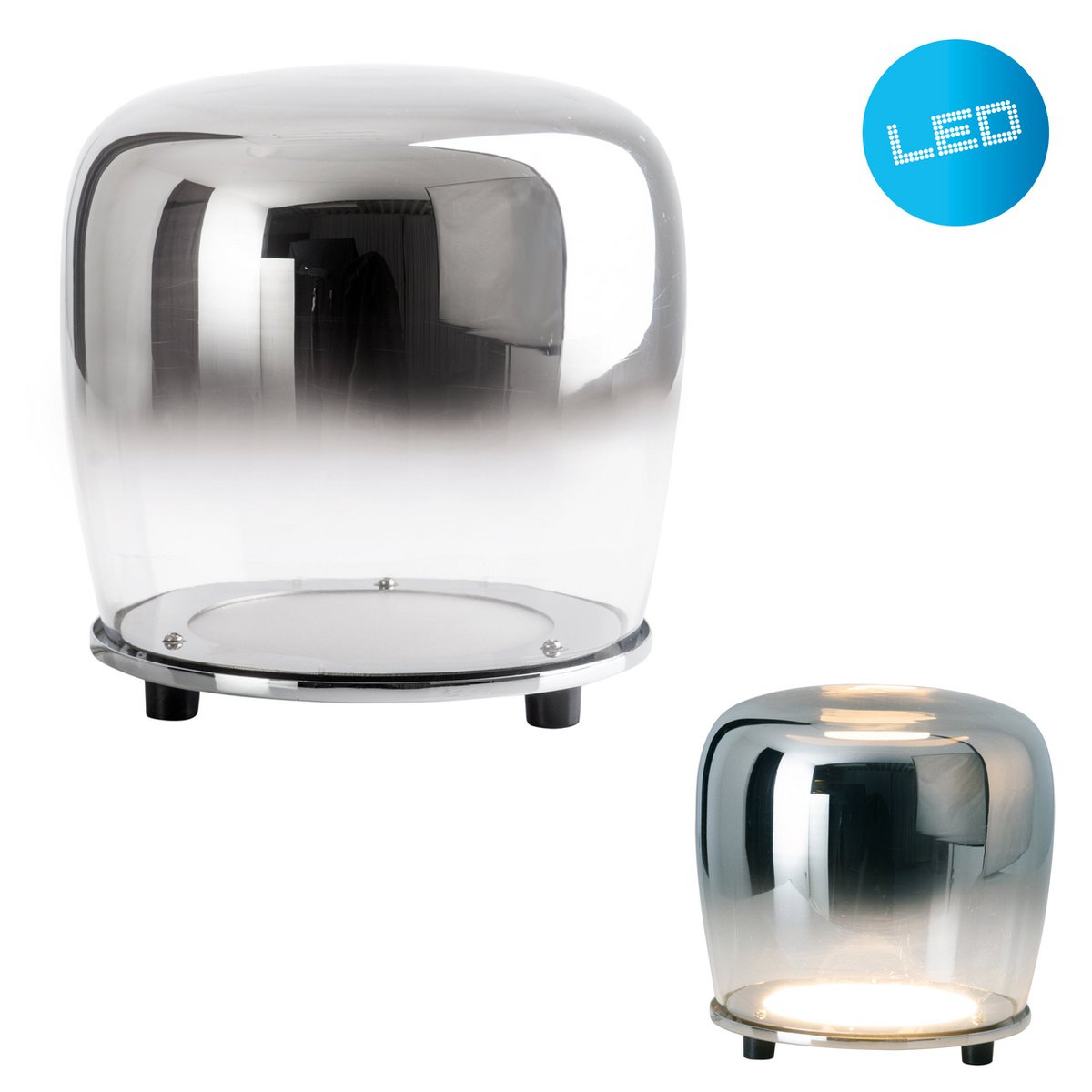 Lampe de table LED Smoky - design élégant avec verre et métal