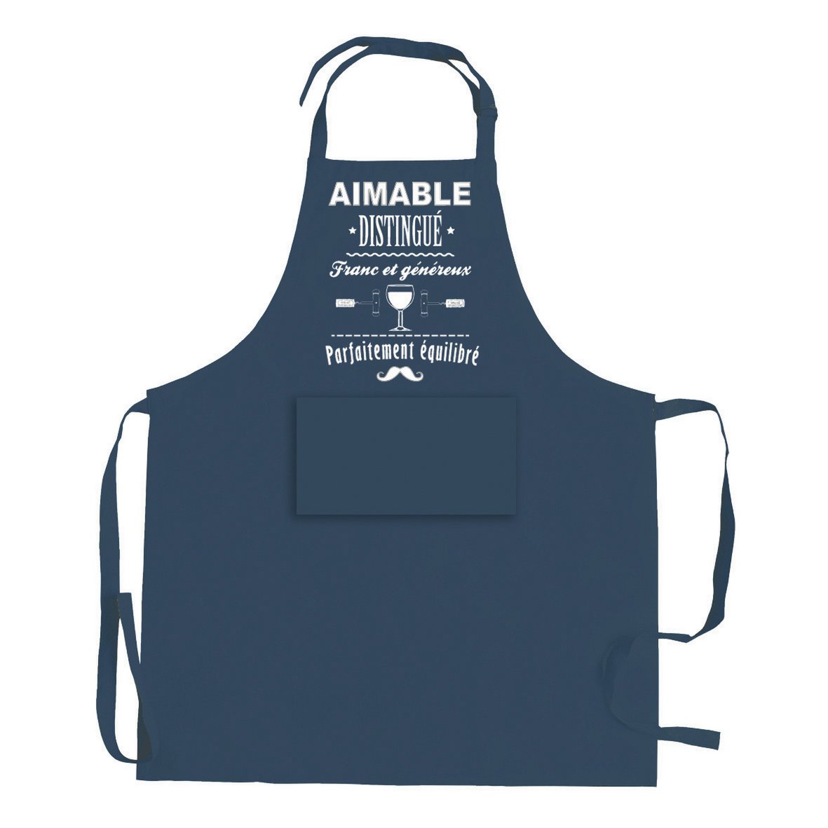 Tablier de cuisine Aimable et distingué en indigo recyclé, élégant et pratique