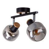 2 pancarnetes "Fumoso", plafond métallique et verre fumé en noir, et nature, avec socket e14, pour salle à manger, salon, couloir ou bureau, 40 x 20 cm
