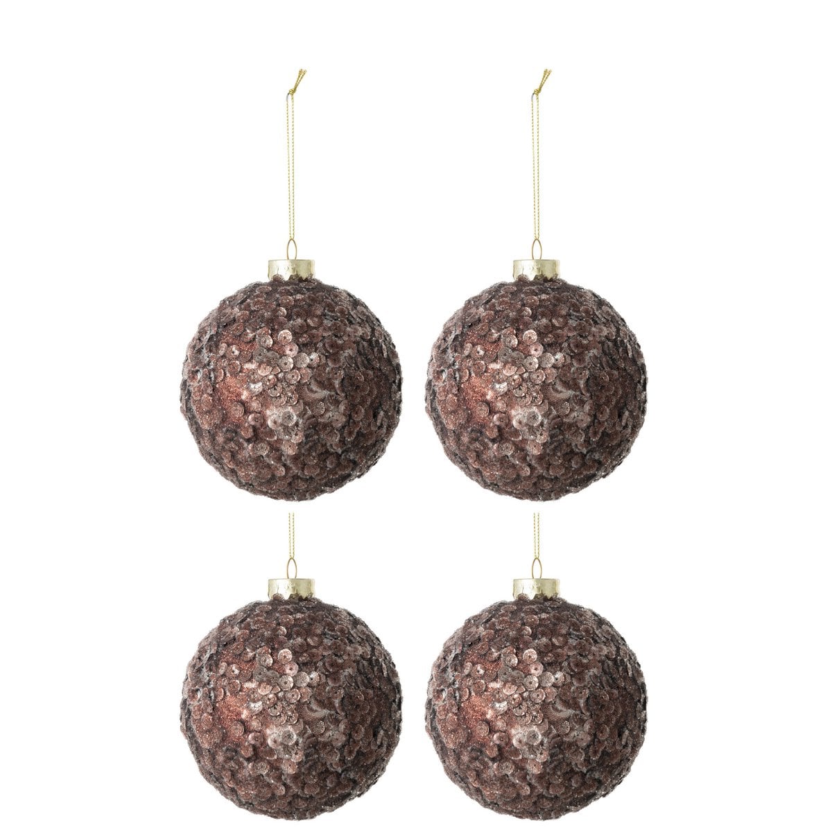 Boule de Noël en verre pailleté marron foncé de J-Line, élégante et festive