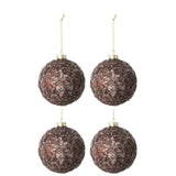 Boule de Noël en verre pailleté marron foncé de J-Line, élégante et festive