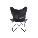 Fauteuil Lounge J-Line en cuir noir - vue latérale