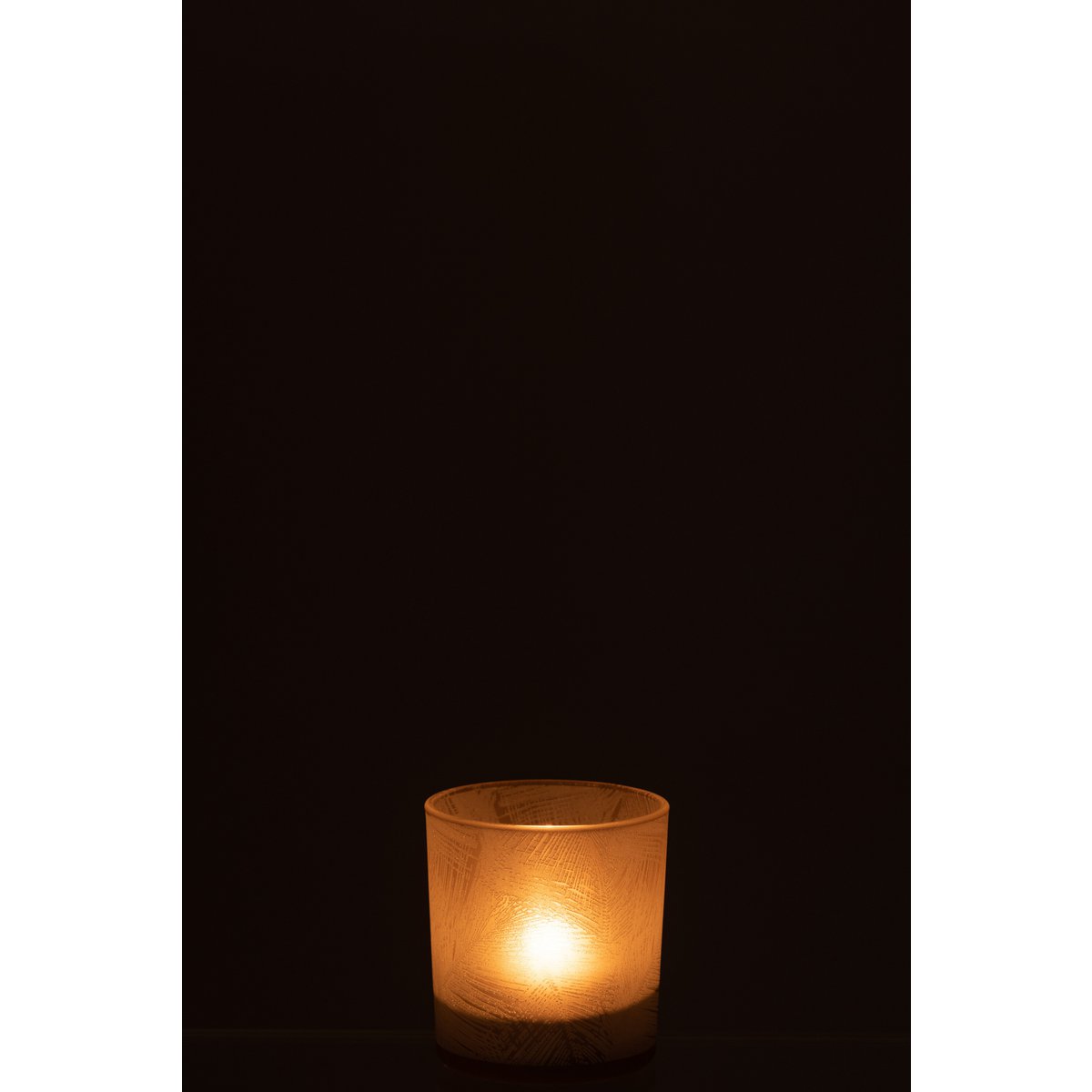 Photophore J-Line Feuilles en verre beige, ambiance salon