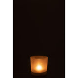 Photophore J-Line Feuilles en verre beige, ambiance salon
