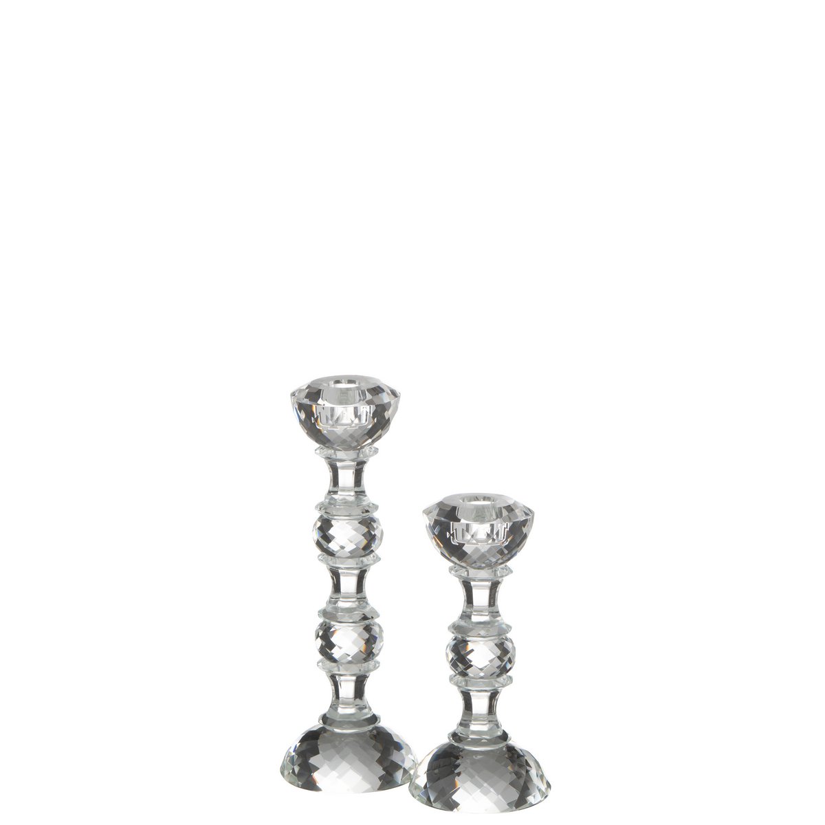 Bougeoir Marie en cristal transparent, ambiance sur table