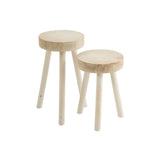 Tabouret en bois de Paulownia blanc, vue rapprochée