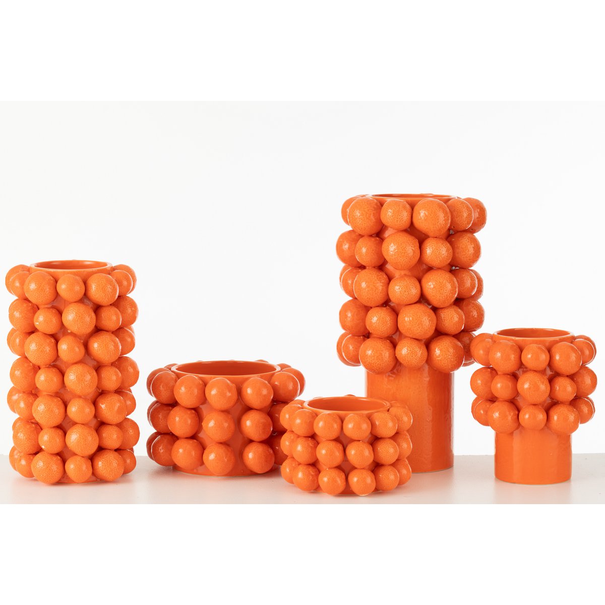 Pot de fleurs Liline J-Line en céramique orange, vue de face