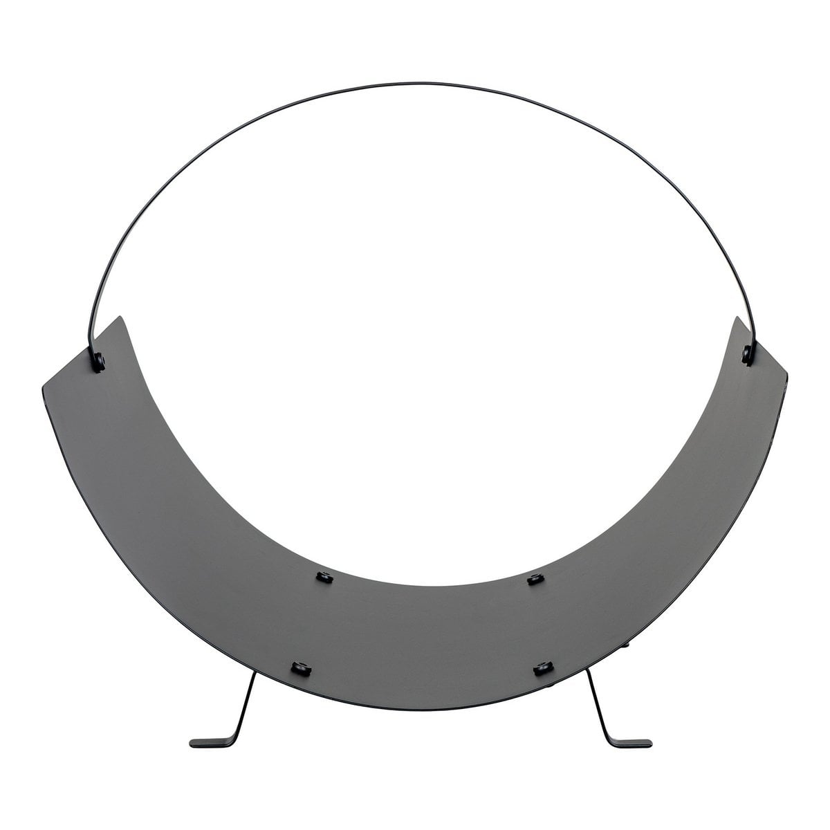 Vue latérale du porte-bûches, mettant en avant sa structure