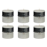 Bougie cylindrique J-Line en vert poudre, vue de face sur table