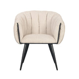 Vue latérale de la chaise Breeze beige en bois et métal