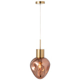 Lampe à suspension J-Line en métal doré et verre cuivre, vue de face