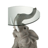 Table J-Line Elephant vue de face avec design éléphant en polyresine grise