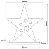 LED Wood Star 49 cm de haut, décorations de Noël en bois dans la nature, avec des LED fermement installés