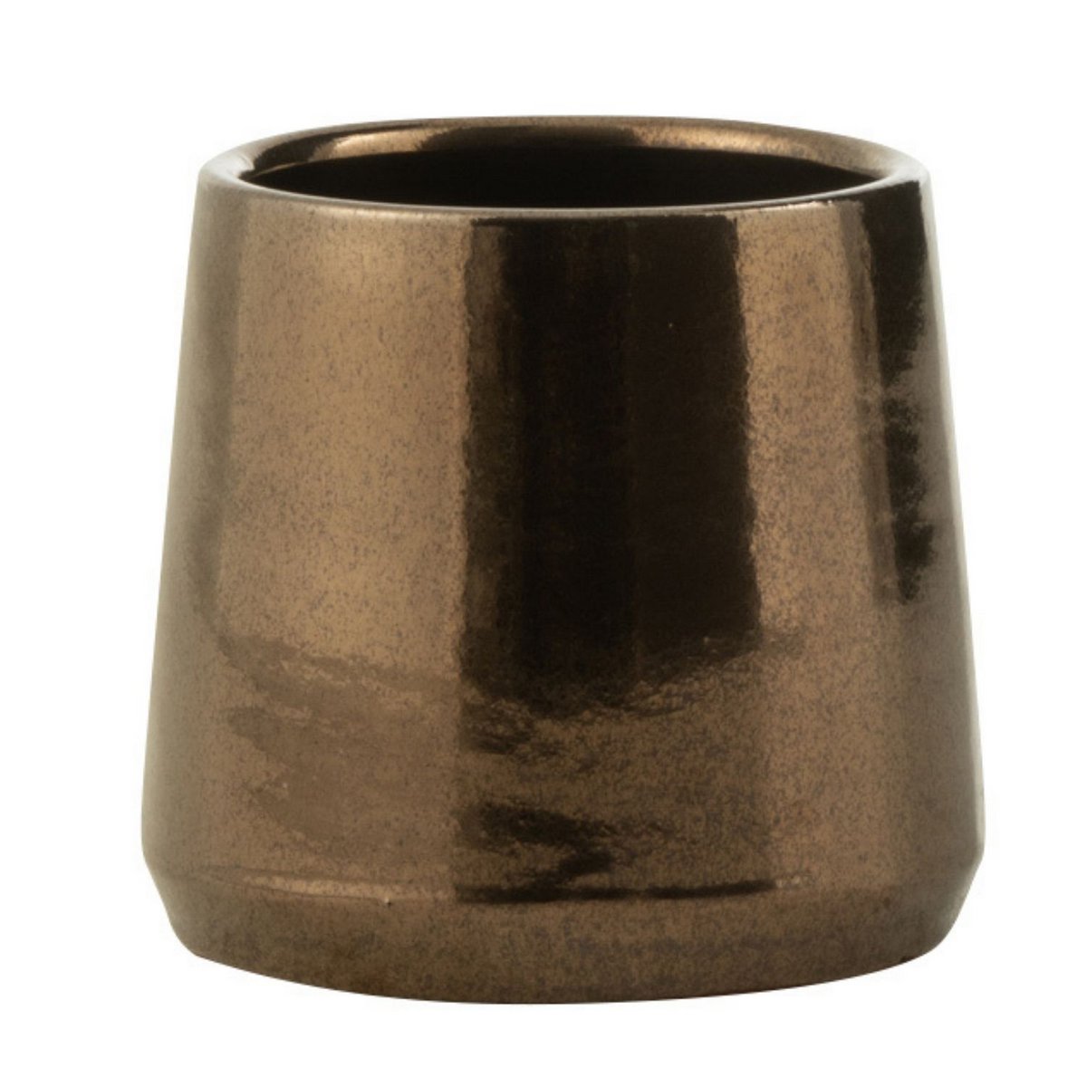 Flowerpot Rond Terra Shiny J-Line en céramique dorée, vue de face