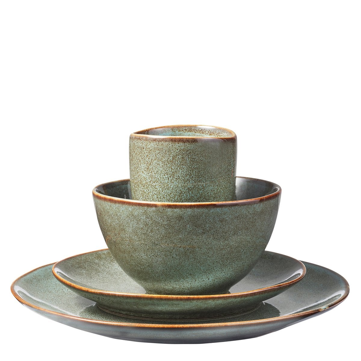 Service de table Tabo Vert - ensemble de 16 pièces en céramique