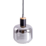 Lampe à 1 pendentif "Fumoso", lampe suspendue en métal et en verre en noir, avec une douille E14, pour salle à manger, salon, couloir ou bureau, lampe suspendue 80 x 20 cm