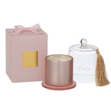 Bougie Parfumée J-Line Stolp Bonheur Rose - vue latérale sur fond décoratif