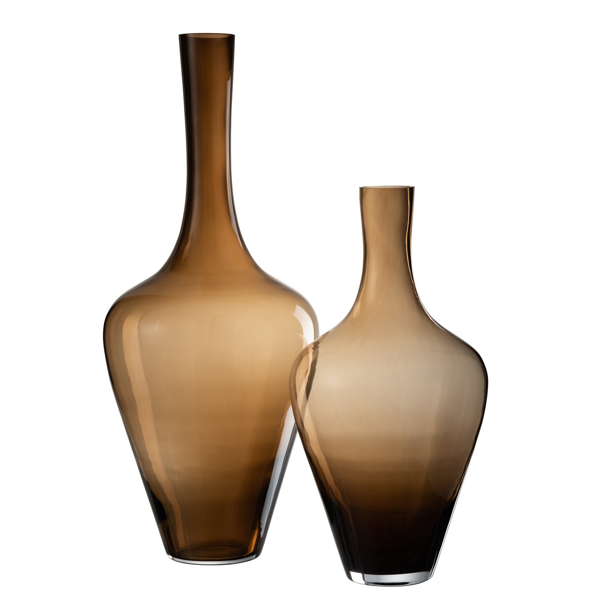 Vase Joni en verre ambré, vue de face montrant sa hauteur imposante