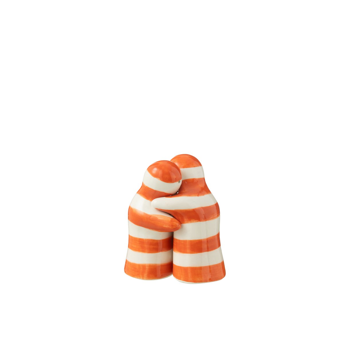 Salière J-Ligne Stripes Grenade en céramique blanche et orange