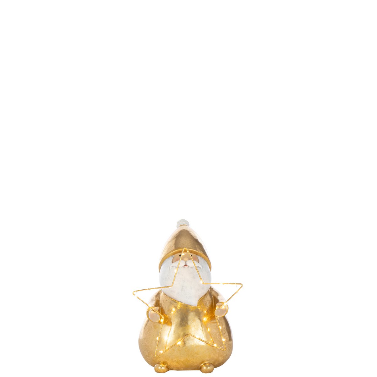 Étoile LED Santa en polyresine dorée, vue de face