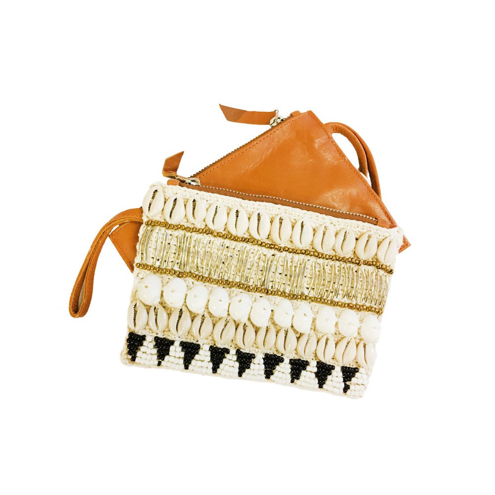 Sac à main en cuir The Purse marron avec texture tissée et cuir lisse