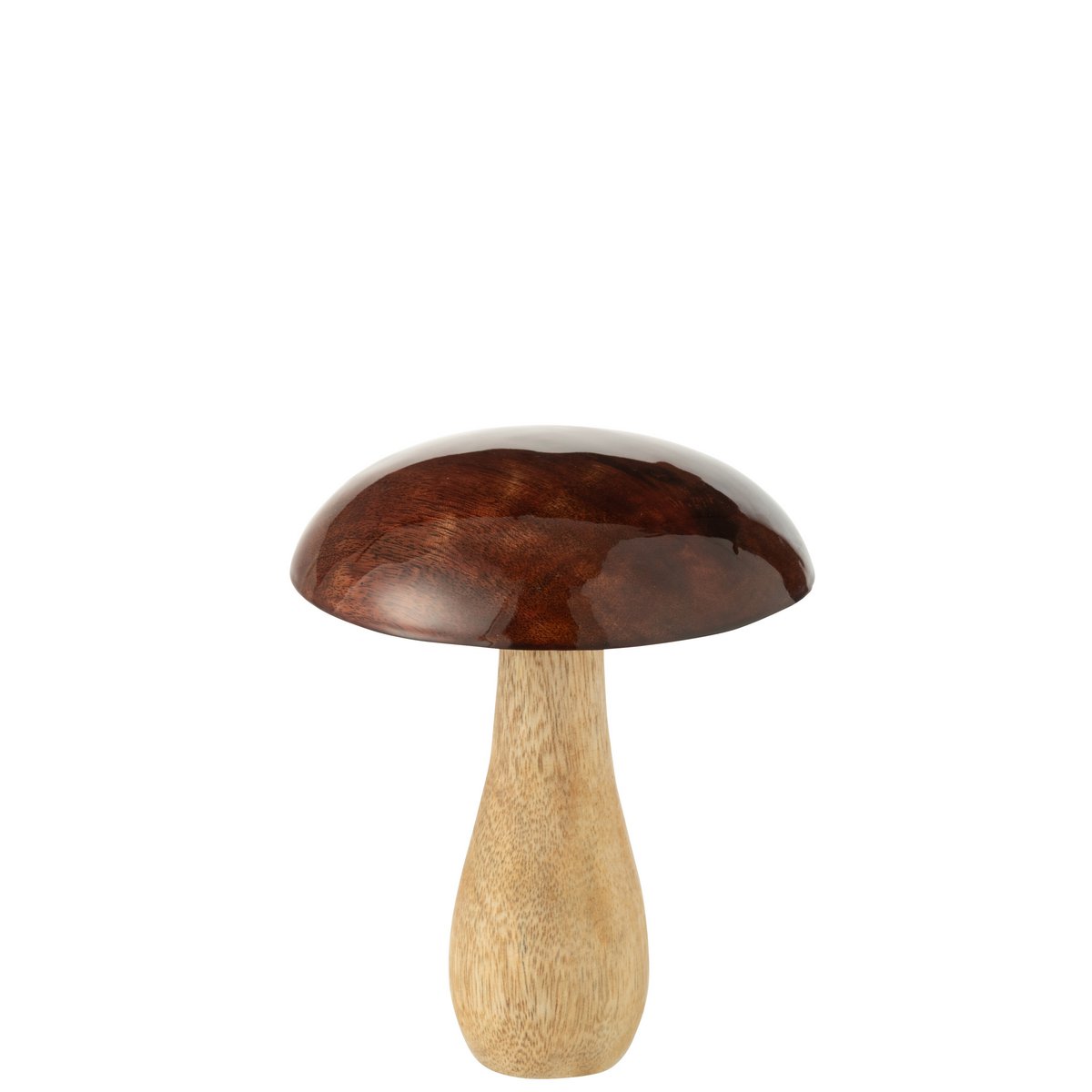 Détail du champignon décoratif J-Line, mettant en valeur la texture du bois