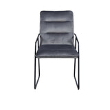 Fauteuil en velours noir et gris, vue de face