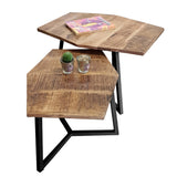 Lot de 2 tables basses (6 pièces) 1 table de salon palette structure métal Munich