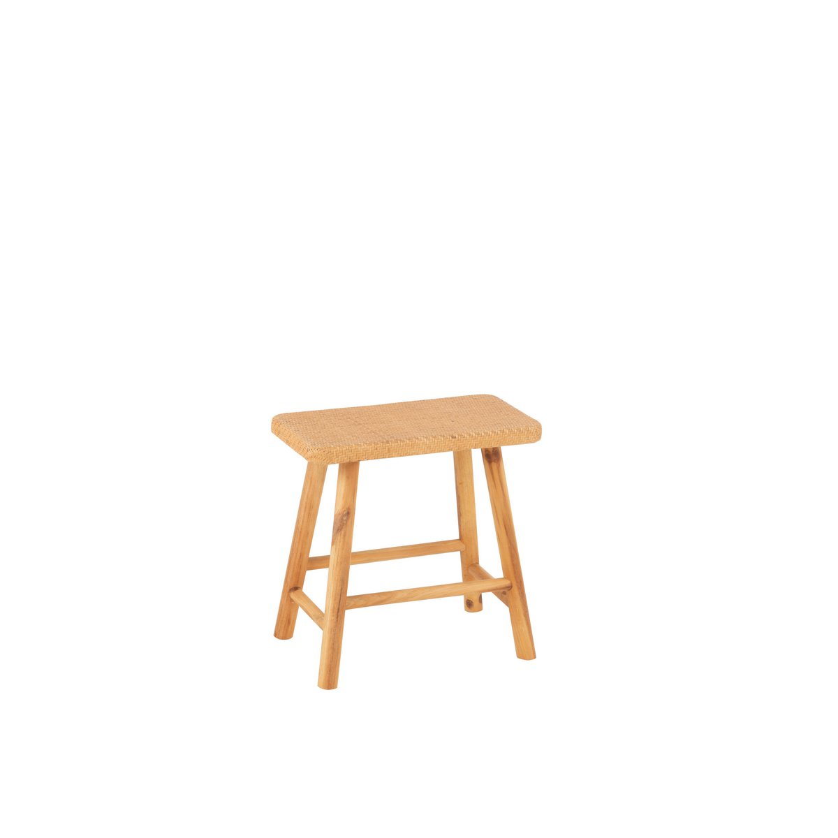 Tabouret rectangulaire J-Line en roseau et épicéa naturel, vue de face